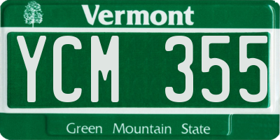 VT license plate YCM355