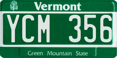 VT license plate YCM356