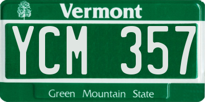 VT license plate YCM357