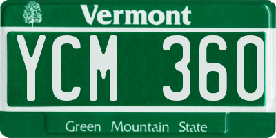 VT license plate YCM360