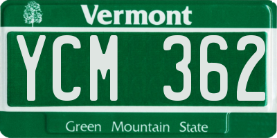VT license plate YCM362