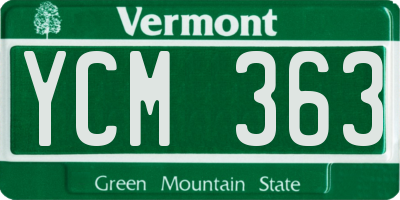 VT license plate YCM363