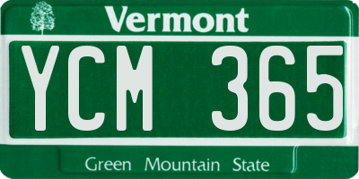 VT license plate YCM365