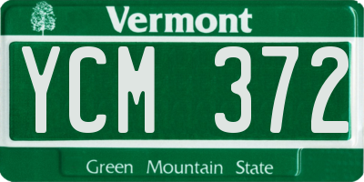 VT license plate YCM372