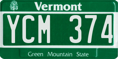 VT license plate YCM374