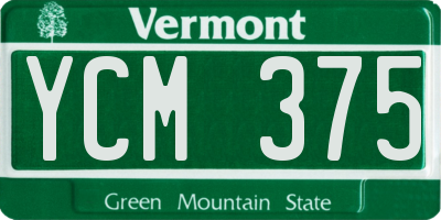 VT license plate YCM375