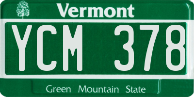 VT license plate YCM378