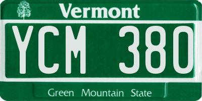 VT license plate YCM380