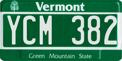 VT license plate YCM382