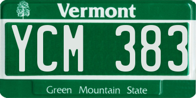 VT license plate YCM383