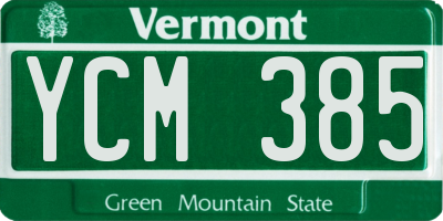 VT license plate YCM385