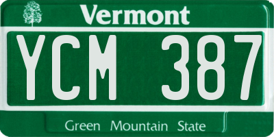 VT license plate YCM387