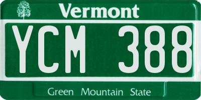 VT license plate YCM388