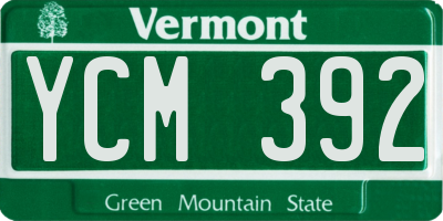 VT license plate YCM392