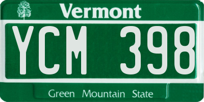 VT license plate YCM398