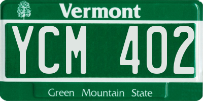 VT license plate YCM402