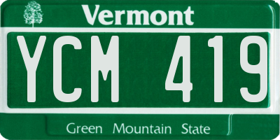 VT license plate YCM419