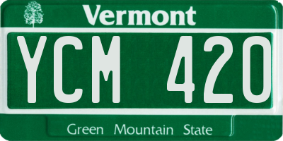 VT license plate YCM420