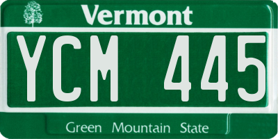 VT license plate YCM445
