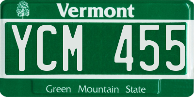 VT license plate YCM455