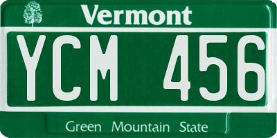 VT license plate YCM456