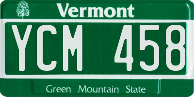 VT license plate YCM458