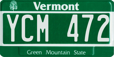 VT license plate YCM472