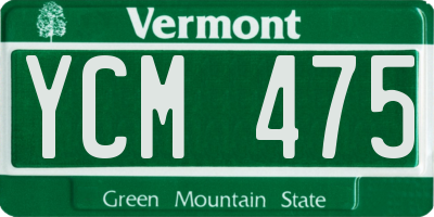 VT license plate YCM475