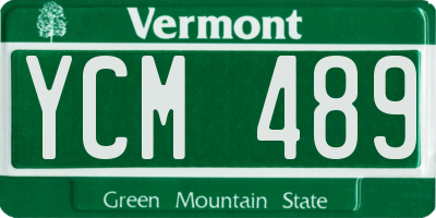 VT license plate YCM489