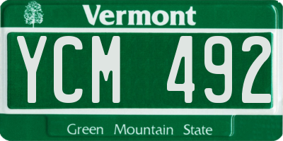 VT license plate YCM492