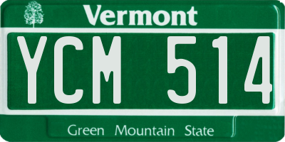 VT license plate YCM514