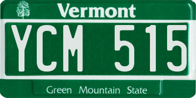 VT license plate YCM515