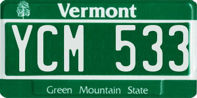 VT license plate YCM533