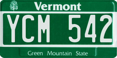 VT license plate YCM542
