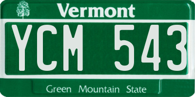 VT license plate YCM543
