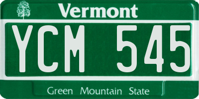 VT license plate YCM545