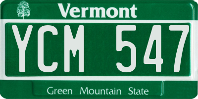 VT license plate YCM547