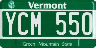 VT license plate YCM550