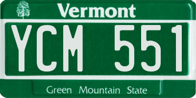 VT license plate YCM551
