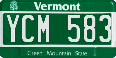 VT license plate YCM583