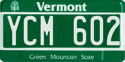 VT license plate YCM602