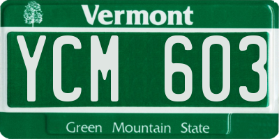 VT license plate YCM603