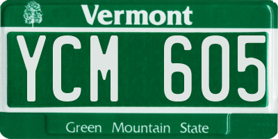 VT license plate YCM605