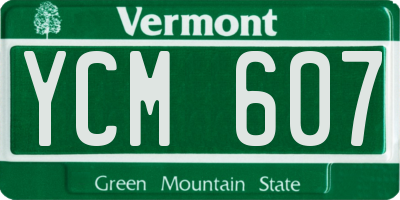 VT license plate YCM607