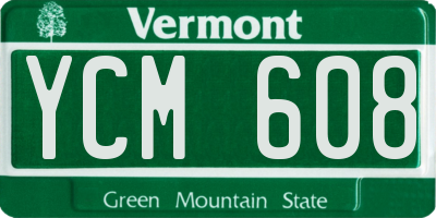 VT license plate YCM608
