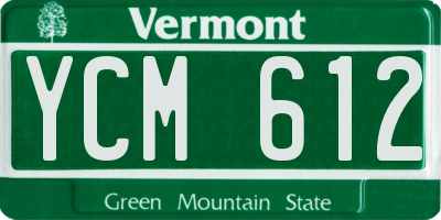 VT license plate YCM612