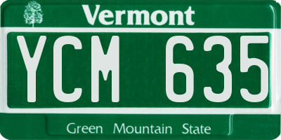 VT license plate YCM635