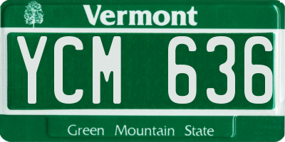 VT license plate YCM636