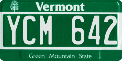 VT license plate YCM642