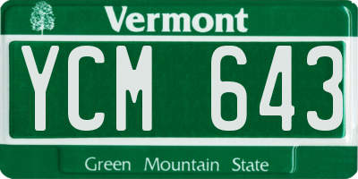VT license plate YCM643